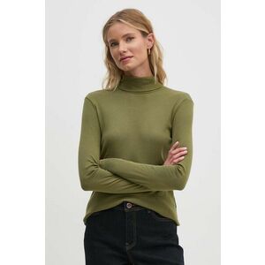 United Colors of Benetton longsleeve din bumbac culoarea verde, cu guler, 3GA2E2224 imagine