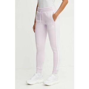 adidas pantaloni de trening Essentials culoarea violet, cu imprimeu, JG1298 imagine