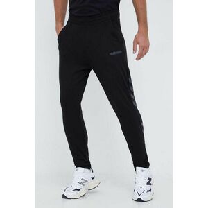 Hummel pantaloni de trening din bumbac culoarea negru, cu imprimeu imagine