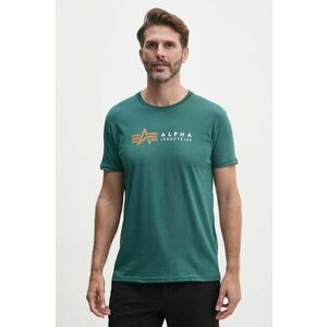 Alpha Industries tricou din bumbac Label barbati, culoarea verde, cu imprimeu, 118502 imagine