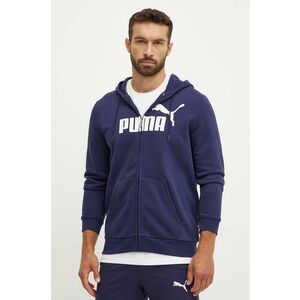 Puma bluza barbati, culoarea albastru marin, cu glugă, cu imprimeu imagine