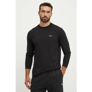 Boss Green longsleeve barbati, culoarea negru, neted imagine