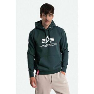 Alpha Industries bluză Basic Hoody bărbați, culoarea verde, cu glugă, cu imprimeu 178312.610-green imagine