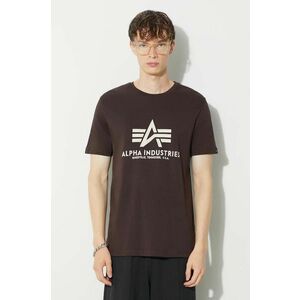 Alpha Industries tricou din bumbac Basic T-Shirt bărbați, culoarea maro, cu imprimeu 100501.696 imagine