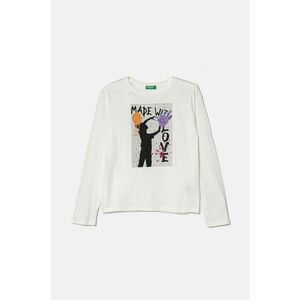 United Colors of Benetton longsleeve din bumbac pentru copii culoarea alb, 3I1XC10KI imagine