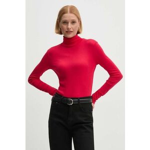 United Colors of Benetton longsleeve din bumbac culoarea rosu, cu guler, 3GA2E2224 imagine