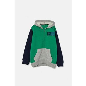 United Colors of Benetton hanorac de bumbac pentru copii culoarea verde, cu glugă, modelator, 3J68C503X imagine