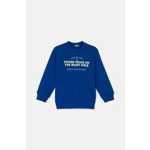 United Colors of Benetton hanorac de bumbac pentru copii culoarea albastru marin, cu imprimeu, 3FWYG10FN imagine