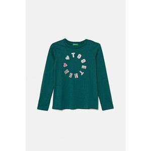 United Colors of Benetton longsleeve din bumbac pentru copii culoarea verde, 3I1XC10KB imagine