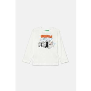 United Colors of Benetton longsleeve din bumbac pentru copii culoarea alb, cu imprimeu, 3I1XG10FL imagine