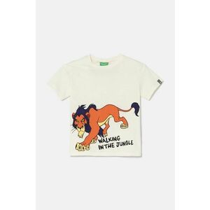 United Colors of Benetton tricou de bumbac pentru copii x Disney culoarea bej, cu imprimeu, 3I1XC10LJ imagine