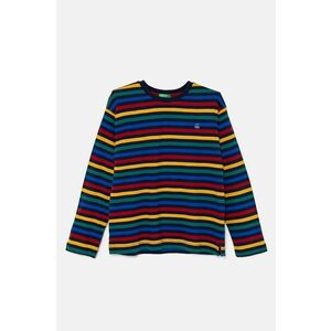 United Colors of Benetton longsleeve din bumbac pentru copii culoarea albastru marin, modelator, 3GZ3C10JW imagine