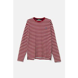 United Colors of Benetton longsleeve din bumbac pentru copii culoarea bordo, modelator, 3GZ3C10JW imagine