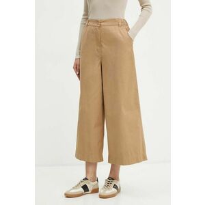 Weekend Max Mara pantaloni de bumbac culoarea bej, lat, high waist, 2425136101600 imagine