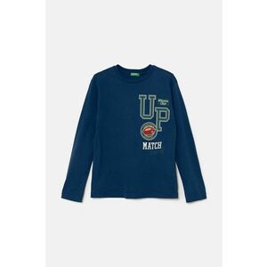 United Colors of Benetton longsleeve din bumbac pentru copii culoarea albastru marin, cu imprimeu, 3I1XC10K7 imagine