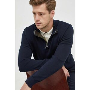 Barbour pulover de bumbac culoarea albastru marin, cu turtleneck imagine