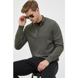 Barbour pulover de bumbac culoarea verde, cu turtleneck imagine