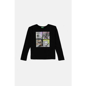 United Colors of Benetton longsleeve din bumbac pentru copii culoarea negru, 3I1XC10KI imagine