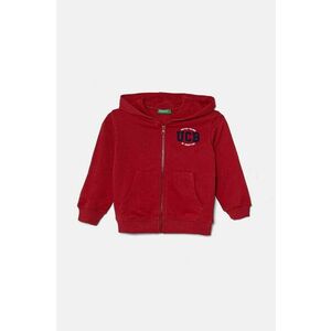 United Colors of Benetton hanorac de bumbac pentru copii culoarea bordo, cu glugă, modelator, 3J68G5034 imagine