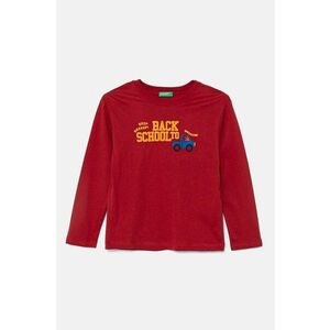 United Colors of Benetton longsleeve din bumbac pentru copii culoarea bordo, cu imprimeu, 3I1XG10FL imagine