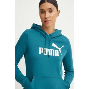 Puma bluza femei, culoarea verde, cu glugă, cu imprimeu imagine