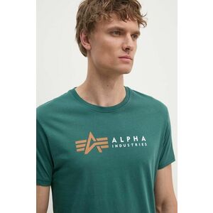 Alpha Industries tricou din bumbac barbati, culoarea verde, cu imprimeu imagine