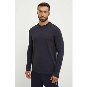 Boss Green longsleeve barbati, culoarea albastru marin, neted imagine