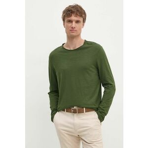 United Colors of Benetton longsleeve din bumbac culoarea verde, neted imagine