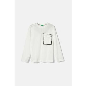 United Colors of Benetton longsleeve din bumbac pentru copii culoarea alb, cu imprimeu, 3I1XC10JU imagine