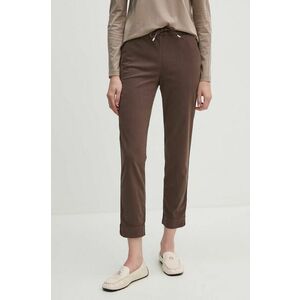 Max Mara Leisure pantaloni femei, culoarea maro, drept, high waist, 2426136028600 imagine