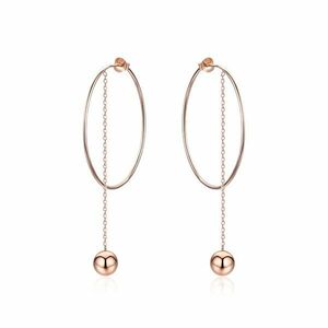 Cercei din argint Rose Gold Hoops & Chain imagine