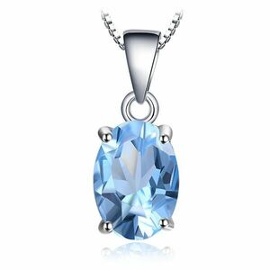 Colier din argint Oval Blue Topaz imagine