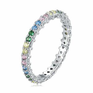 Inel din argint Rainbow Crystal Hoops imagine