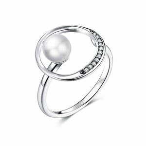 Inel reglabil din argint Silver Circle Pearl imagine