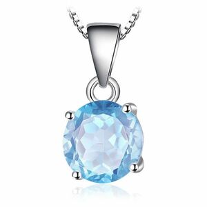 Colier din argint Round Blue Topaz imagine