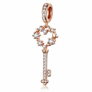 Talisman din argint Rose Gold Heart Key imagine