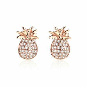 Cercei din argint Rose Gold Shiny Pineapple imagine