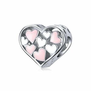 Talisman din argint Pink & White Hearts imagine