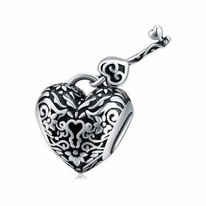 Talisman din argint Vintage Heart and Key imagine