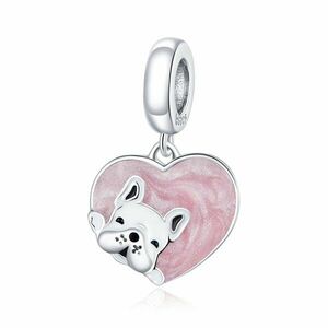 Talisman din argint Pink Heart Bulldog imagine