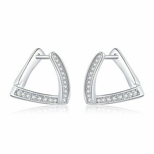 Cercei din argint Geometric Crystal Hoops imagine