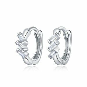 Cercei din argint Geometric Silver Hoops imagine