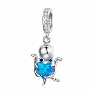 Talisman din argint Blue Heart Octopus imagine