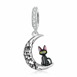 Talisman din Argint Silver Moon& Black Cat imagine