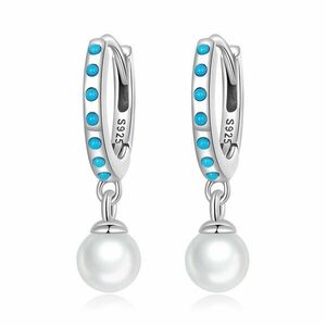 Cercei din argint Turquoise Pearl Hoops imagine