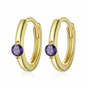 Cercei din argint Golden Simple Purple Stone imagine