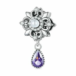 Talisman din argint Flower Purple Drop imagine