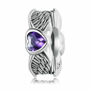 Talisman din argint Angel Purple Heart imagine