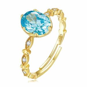 Inel reglabil din argint Golden Blue Crystal imagine