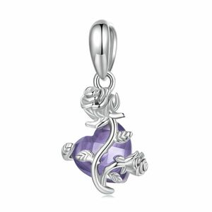 Talisman din argint Purple Heart Silver Rose imagine